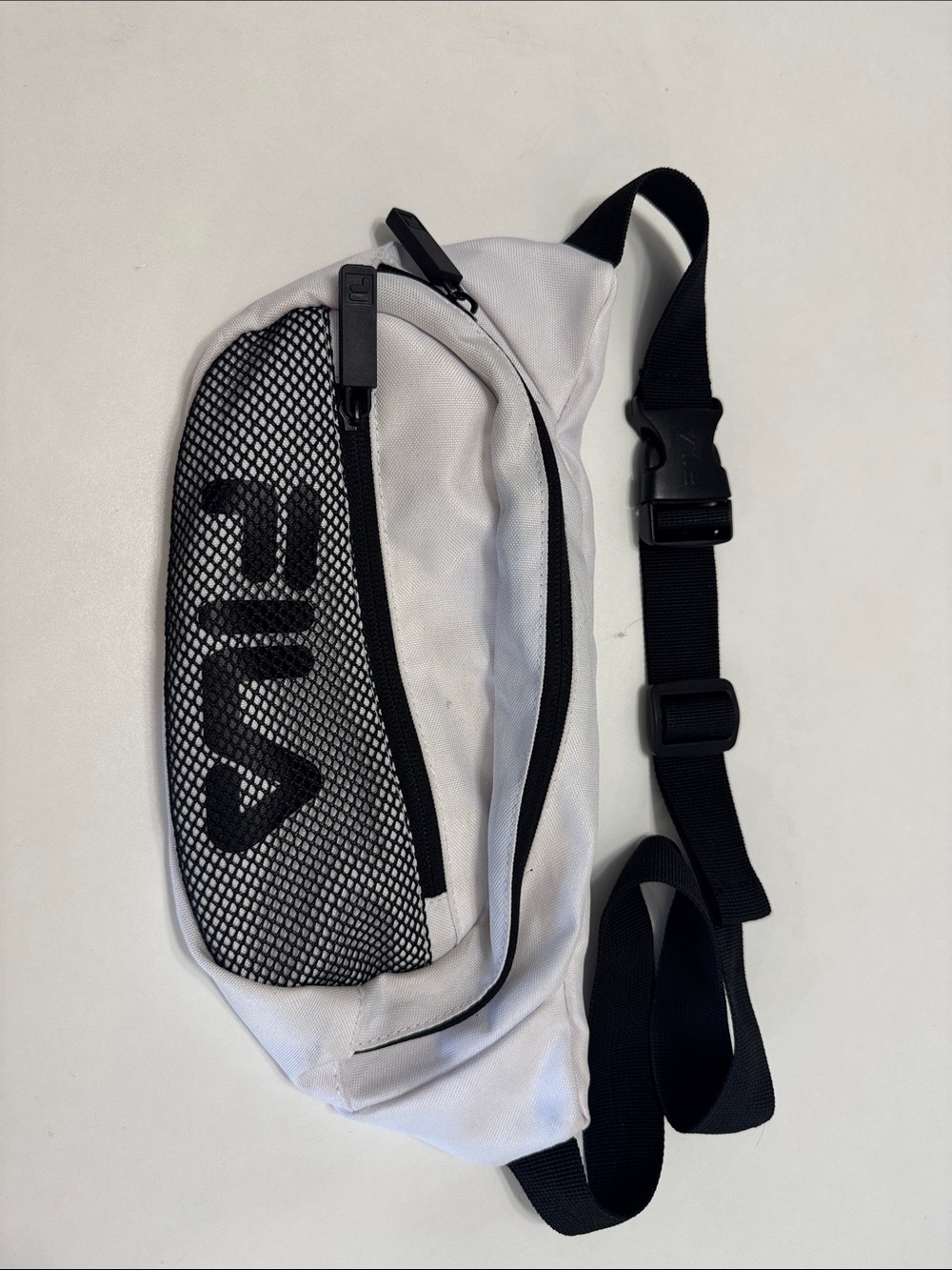 FILA White and Black Mesh Front Belt Bag